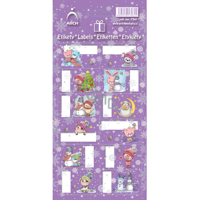 Weihnachtsetiketten Weihnachtsetiketten Geschenkaufkleber Schweinchen und Baum, lila Blatt 12 Etiketten
