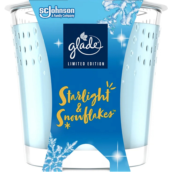 Glade Starlight & Snowflakes mit dem Duft von Winternächten und Schneeflocken Duftkerze im Glas, Brenndauer bis zu 38 Stunden 129 g