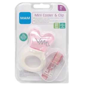 Mam Mini Cooler & Clip leichter Beißring mit Kühlteil und Gurt für Babys ab 2 Monaten Rosa