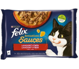 Felix Sensations Saucen Multipack Pute und Lamm in aromatisierter Sauce, Alleinfuttermittel für ausgewachsene Katzen 4 x 85 g