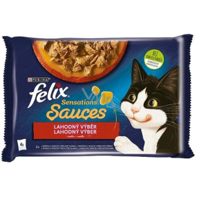 Felix Sensations Saucen Multipack Pute und Lamm in aromatisierter Sauce, Alleinfuttermittel für ausgewachsene Katzen 4 x 85 g