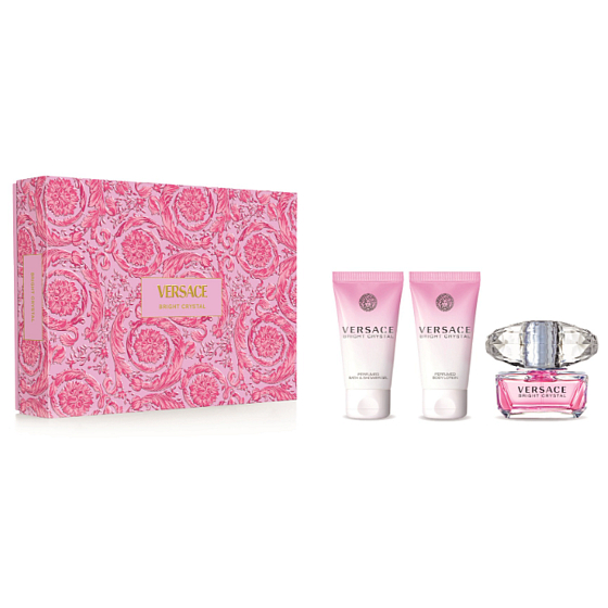 Versace Bright Crystal Eau de Toilette 50 ml + Duschgel 50 ml + Körperlotion 50 ml, Geschenkset für Damen