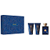 Versace Dylan Blue pour Homme Eau de Toilette 50 ml + Aftershave Balsam 50 ml + Duschgel 50 ml, Geschenkset für Männer