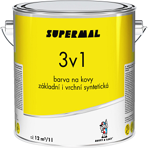 Supermal 3v1 S2177 0100 weißer Oberflächen-Synthetiklack für Metalle, 2,5 l