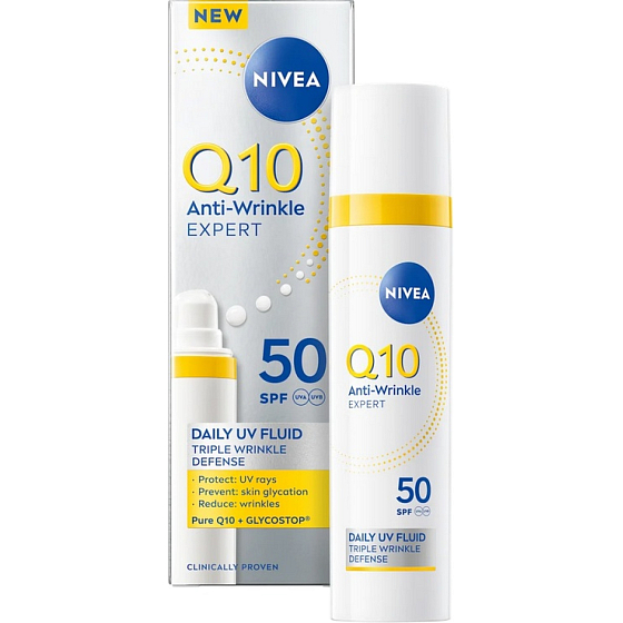 Nivea Q10 UV Fluid OF 50 denní krém proti vráskám, 40 ml