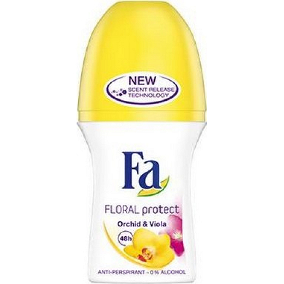Fa Floral Protect Orchidee & Viola Ball Antitranspirant Deodorant Roll-On für Frauen 50 ml