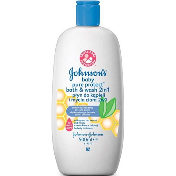 Johnsons Baby Pure Protect 2 in 1 Bad & Waschbadschaum und Waschgel 500 ml