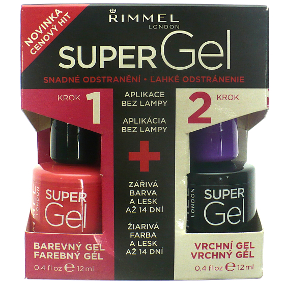 Rimmel London Super Gel von Kate Nagellack 032 Cocktail Passion 12 ml + Super Gel Decklack Decklack Nagel 001 Transparent 12 ml, Duopack