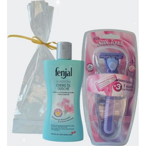 Fenjal Rose Duschcreme 200 ml + Rica Silk Touch Rasierer 1 Stück + Ersatzkopf 3 Stück, Kosmetikset