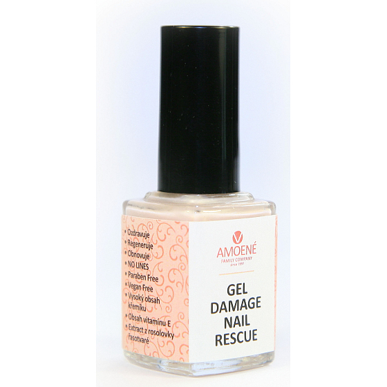 Amoené Gel Damage Nail Rescue Rescue Nagellack für extrem beschädigte Nagelbehandlung, Disease Powder Color 12 ml