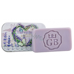 Böhmen Geschenke Handgemachte Toilettenseife mit Glycerin in einer Blechdose Herz - Lavendel 80 g