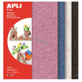 Apli-Schaum mit Glitzer (pink, blau, silber, schwarz) 210 x 297 x 2 mm A4 4 Blatt