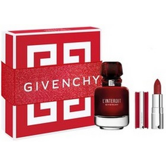 Givenchy L'Interdit Eau de Parfum Rouge Eau de Parfum für Damen 50 ml + Le Rouge Deep Velvet Mini-Lippenstift N°37 Rouge Grainé 1,5 g, Geschenkset für Damen