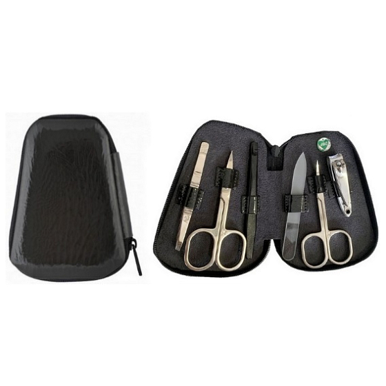 Dup Manicure Antonie Kunstleder 6-teiliges Set schwarz glänzend 230402-368