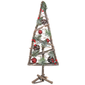 Weihnachtsbaum aus Holz mit roten Accessoires 57 cm