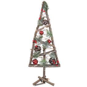 Weihnachtsbaum aus Holz mit roten Accessoires 57 cm