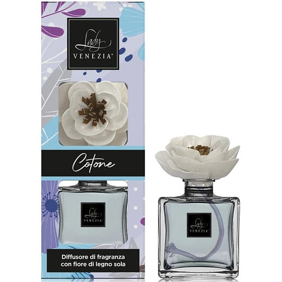 Lady Venezia Dream Cotone - Baumwollduftzerstäuber mit Blume für die allmähliche Freisetzung von Duft 100 ml
