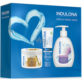 Indulona Original Handcreme 75 ml + Precious oils nährende Körpercreme für trockene Haut 250 ml + Sensi Care Flüssigseife für empfindliche Haut Spender 300 ml, Kosmetikset
