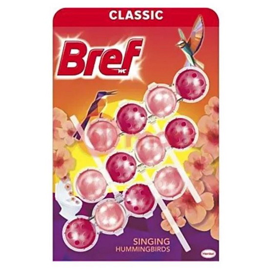 Bref Power Singing Hummingbird WC-Block für hygienische Sauberkeit und Frische Ihrer Toilette, färbt Wasser 3 x 50 g
