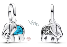 Charm Sterlingové stříbro 925 Mini medailon slon v tyrkysové barvě, přívěsek na náramek zvíře