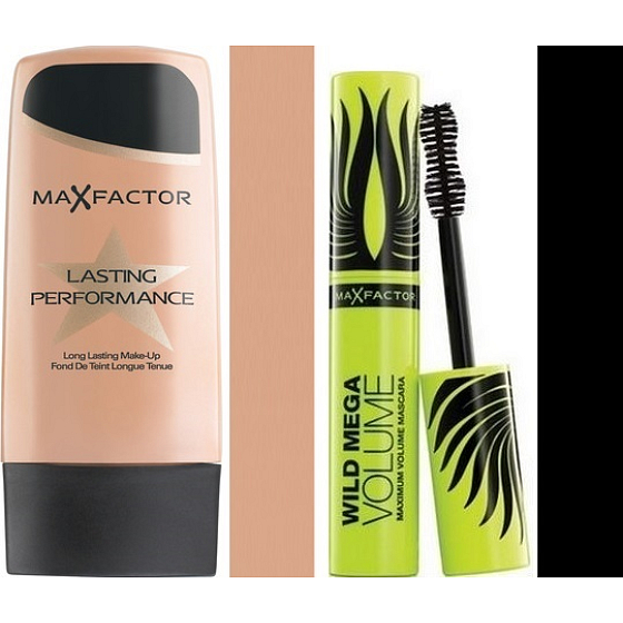 Max Factor Lasting Perfomance Make-up 102 Pastelle 35 ml + Wild Mega Volume Mascara schwarz 11 ml