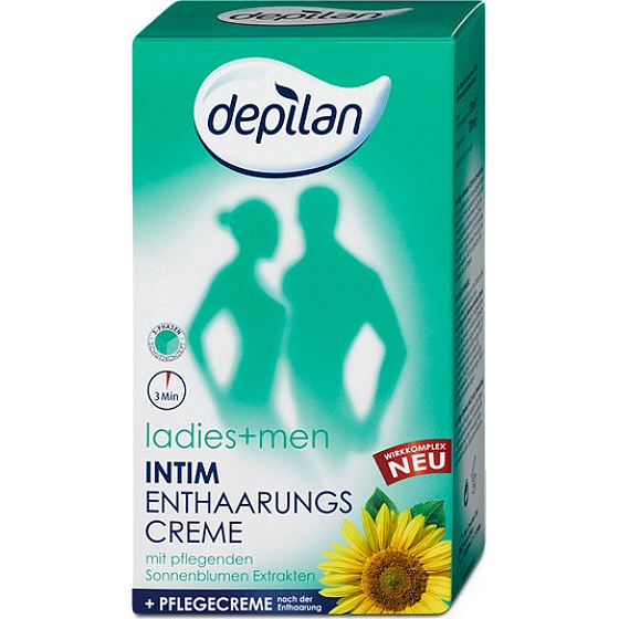 Depilan Ladies + Men Enthaarungsset Intim-Enthaarungscreme 75 ml + Behandlungscreme nach Enthaarung 30 ml