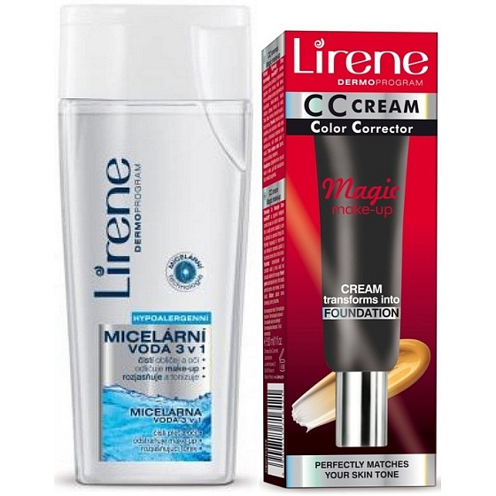 Lirene CC Magic Miracle Makeup Creme 02 Natürlich 30 ml + Lirene 3 in 1 Mizellenwasser für Gesicht und Augen 200 ml, Duopack