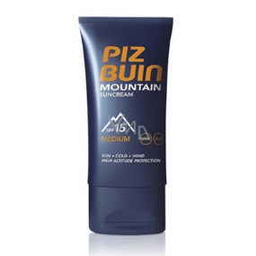 Piz Buin Mountain Suncream SPF15 Feuchtigkeitscreme schützt die Haut vor Sonne, Kälte und trockenem Wind 50 ml