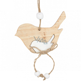 Holzvogel mit Perlen zum Aufhängen 10 cm