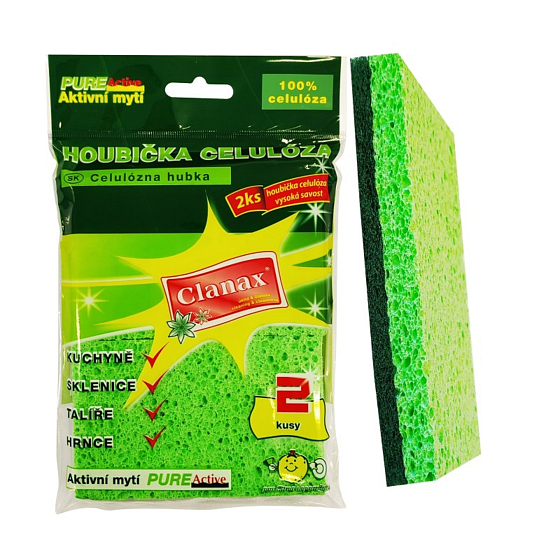 Clanax Schwammtuch mit Drahtgeflecht 100% Zellulose 2 Stück