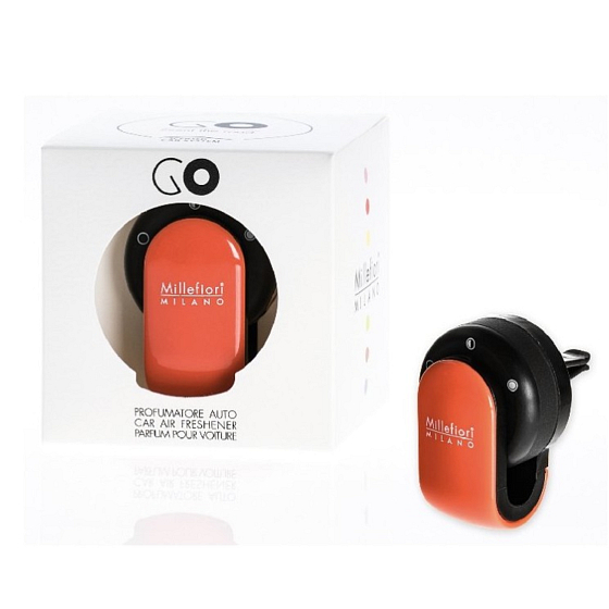 Millefiori Milano Go Sandalo Bergamotto - Sandelholz und Bergamotte Autoduft Orange, riecht bis zu 2 Monate 54 g