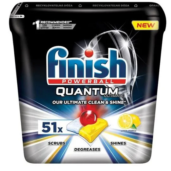Finish Quantum Ultimate Lemon Sparkle Geschirrspülertabletten, schützt Geschirr und Gläser, bringt schillernde Reinheit, Glanz 51 Stück