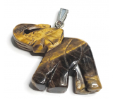 Tigerauge Elefant Anhänger Naturstein, handgeschliffene Figur 3,5 cm, Sonne und Erde Stein, bringt Glück und Reichtum