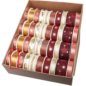 Ditipo Fabric Weihnachtsband mit Draht Gold 4 m x 15 mm