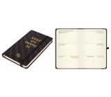 Albi Pocket Diary 2025 mit Gummiband - Schwarz mit Goldschrift 9,3 x 15 x 1,3 cm