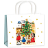 Geschenkpapiertüte 23 x 18 x 10 cm, weiß Kinder und Baum, weihnachtlich