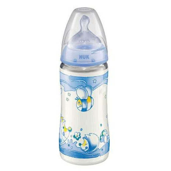 Nuk Plastic Nursing Bottle Blau Silikon Sauger 0-6 Monate Größe 1 300 ml