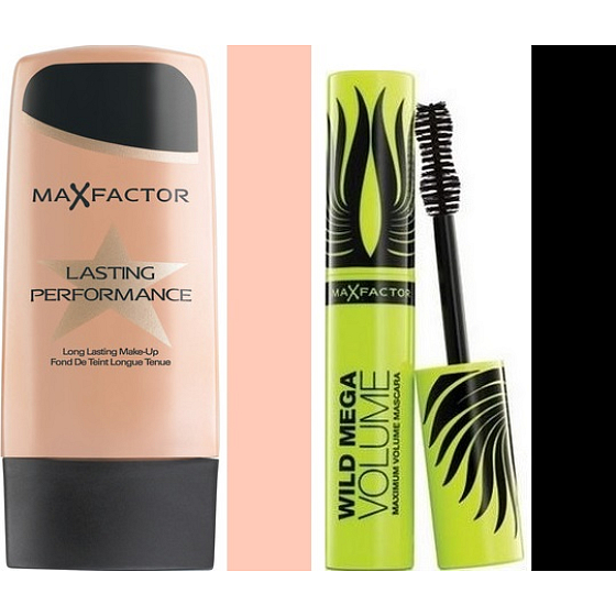 Max Factor Lasting Perfomance Make-up 101 Elfenbein Beige 35 ml + Wild Mega Volume Mascara schwarz 11 ml