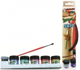Amos Farben für Glas und Keramik in einer Schachtel mit 5 Farben x 1 2 ml + Kontur 5 ml + Pinsel
