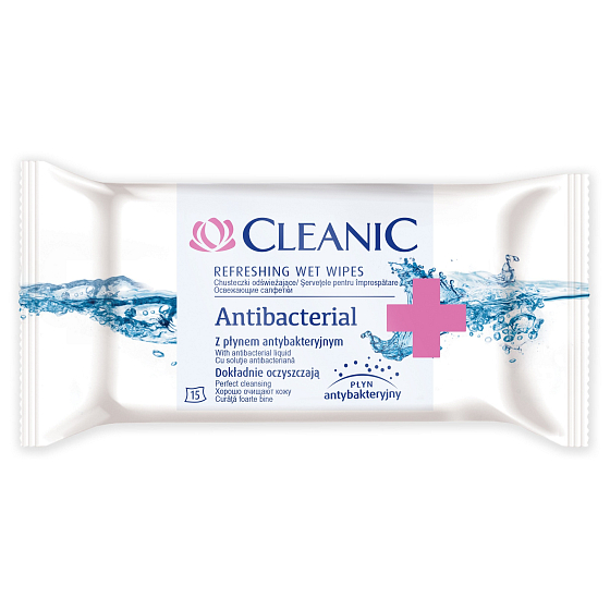 Cleanic Antibakterielle feuchte Erfrischungstücher 15 Stück