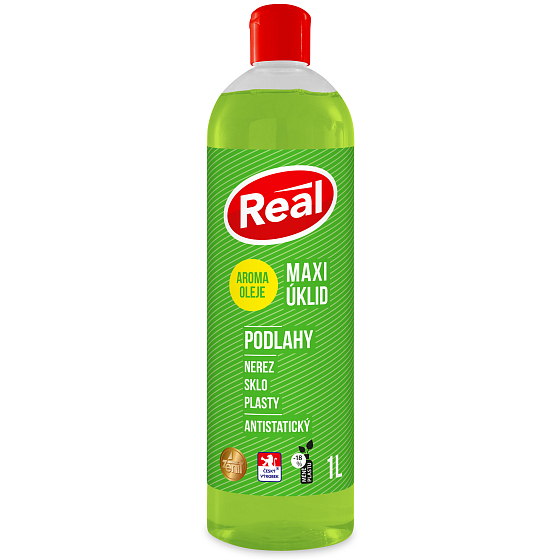 Real Maxi Floor Cleaning Universal-Antistatikreiniger mit Aromaölen auf Edelstahl, Glas, Kunststoff 1 l