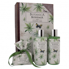 Bohemia Gifts Botanica Hanföl Duschgel 200 ml + Haarshampoo 200 ml + Toilettenseife 100 g, Buchkosmetik-Set