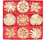 Strohdekorationen in Box ca. 6 cm, 32 Stück