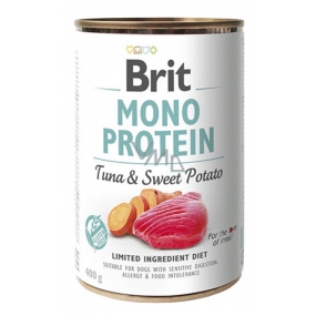 Brit Mono Protein Thunfisch mit süßem Rtambor mit Kaninchengeschmack 100% reines Protein komplettes Hundefutter 400 g