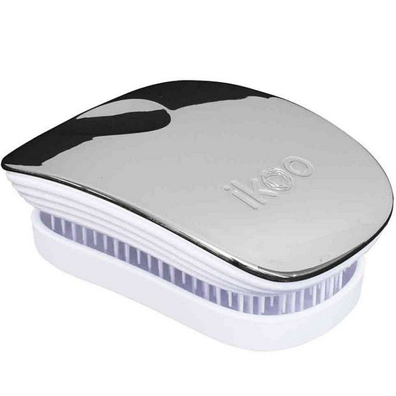 Ikoo Pocket Metallic Pocket Haarbürste nach chinesischer Medizin Oyster White silberweiß