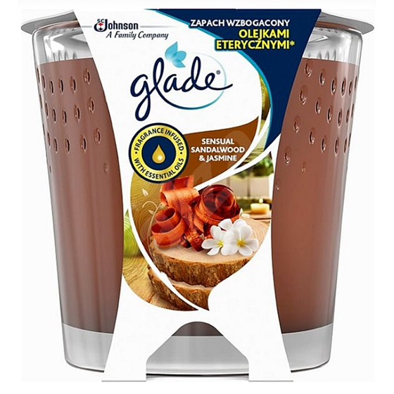 Glade Sensual Sandelholz & Jasmin Duftkerze in Glas, Brenndauer bis zu 32 Stunden 129 g