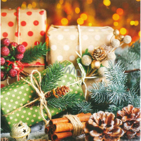 Nekupto Weihnachtsgeschenkkarten Geschenke und Zapfen 6,5 x 6,5 cm 6 Stück