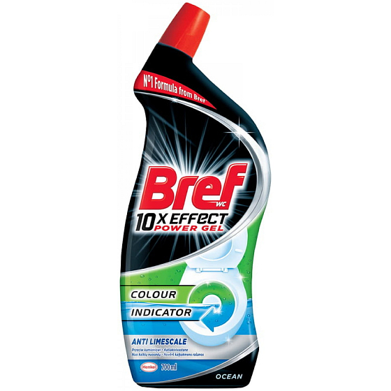 Bref 10x Effect Power Gel Protection Anti Limescale Ocean flüssiger Toilettenreiniger mit Farbindikator 700 ml