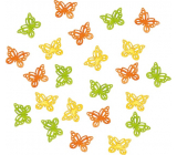 Holz Schmetterlinge orange-gelb-grün 2 cm 24 Stück