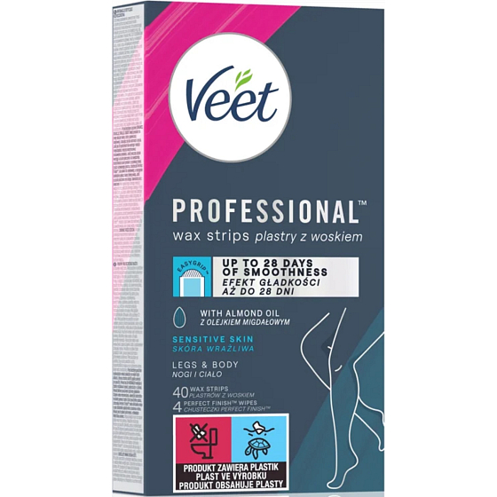 Veet Professional Bein- und Körperwachsstreifen für empfindliche Haut 40 Stück